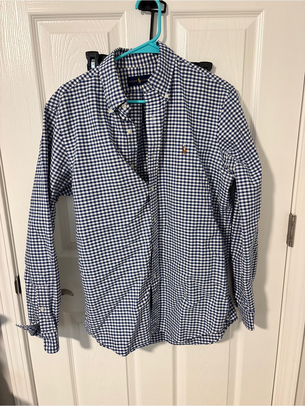 Ralph Lauren Navy and White Gingham Button-Down Shirt